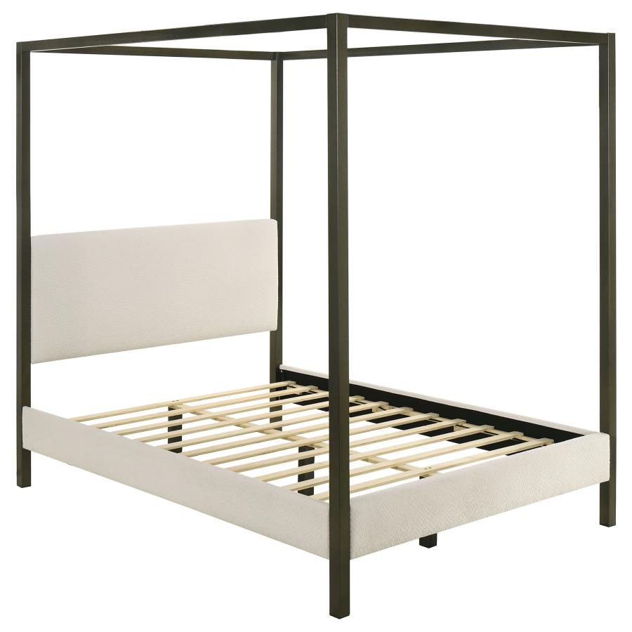 Monroe Upholstered Queen Canopy Bed Vanilla - 300834Q