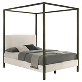 Monroe Upholstered Queen Canopy Bed Vanilla - 300834Q