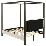 Monroe Upholstered Queen Canopy Bed Vanilla - 300834Q