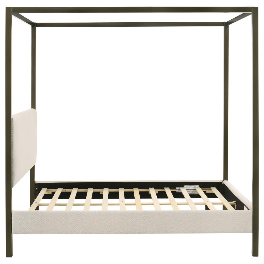 Monroe Upholstered Queen Canopy Bed Vanilla - 300834Q