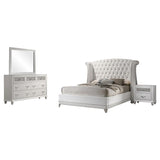 Barzini 4-piece Eastern King Bedroom Set White - 300843KE-S4