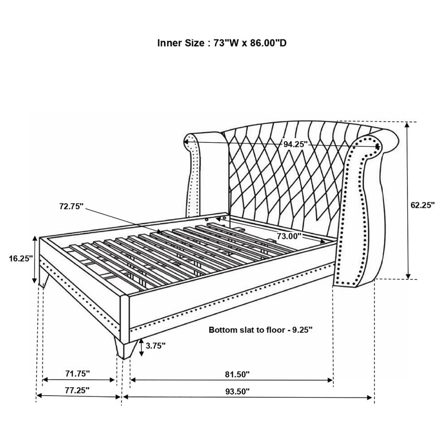 Barzini Upholstered California King Wingback Bed White - 300843KW