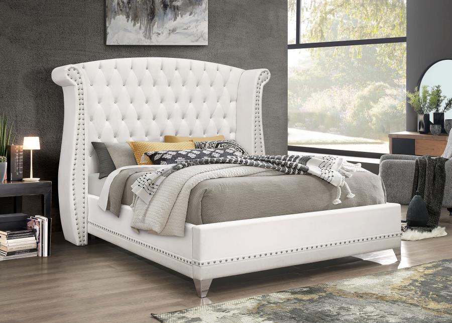 Barzini Upholstered Queen Wingback Bed White - 300843Q