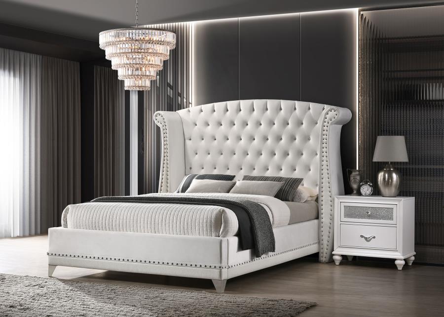 Barzini Upholstered Queen Wingback Bed White - 300843Q
