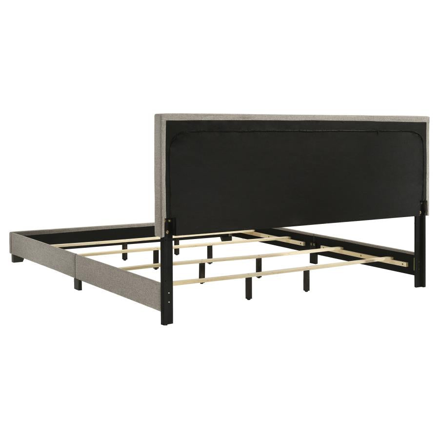 Dorian Fabric Upholstered Eastern King Panel Bed Taupe - 300851KE