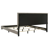 Dorian Fabric Upholstered Eastern King Panel Bed Taupe - 300851KE