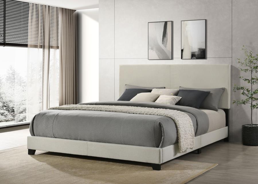 Dorian Fabric Upholstered Eastern King Panel Bed Cream - 300852KE