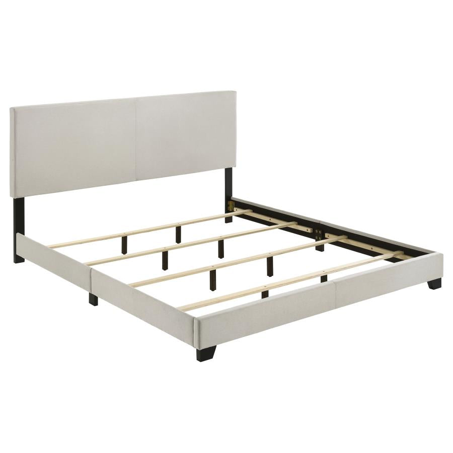 Dorian Fabric Upholstered Eastern King Panel Bed Cream - 300852KE