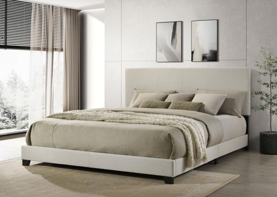 Dorian Fabric Upholstered California King Panel Bed Cream - 300852KW
