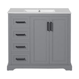 Bathroom Vanity With Sink, Soft Close Doors, Adjustable Shelf & 3 Drawers