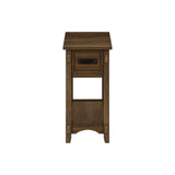 Accent End Table, 2 Tier, Narrow, Storage Drawer, Transitional - Walnut