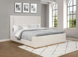 Nala Upholstered Eastern King Sleigh Bed Cream - 302046KE