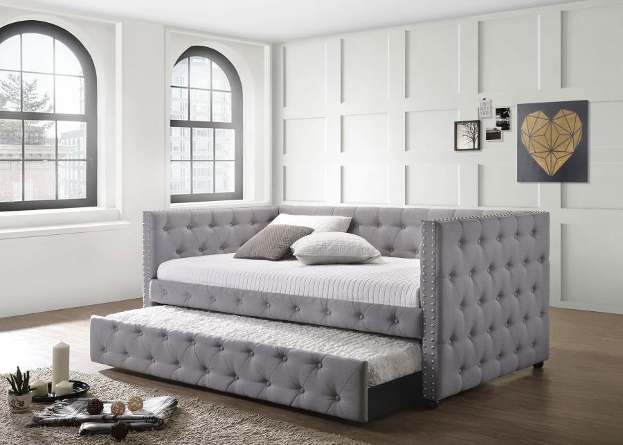 Mockern Upholstered Twin Daybed with Trundle Grey - 302161
