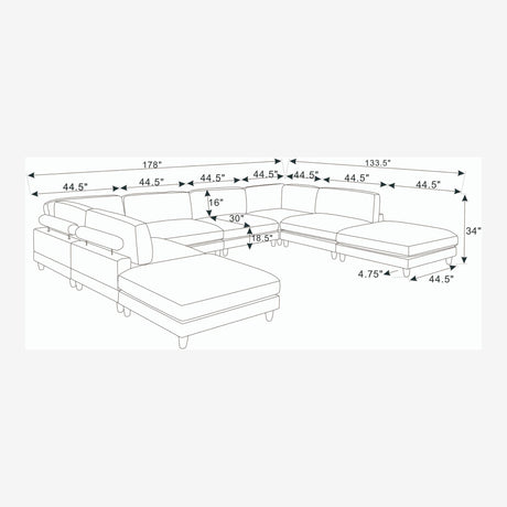 Modern Modular Sectional With Adjustable Back Support