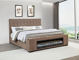 Senna Upholstered Eastern King Audio Flame Visualizer Bed Brown - 305811KE