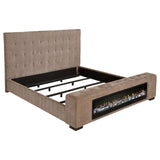 Senna Upholstered Eastern King Audio Flame Visualizer Bed Brown - 305811KE
