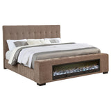 Senna Upholstered Eastern King Audio Flame Visualizer Bed Brown - 305811KE