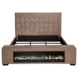 Senna Upholstered Eastern King Audio Flame Visualizer Bed Brown - 305811KE