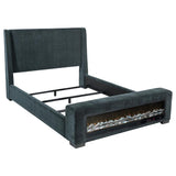Preston Upholstered Queen Audio Flame Visualizer Bed Dark Blue - 305821Q