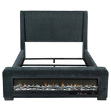 Preston Upholstered Queen Audio Flame Visualizer Bed Dark Blue - 305821Q
