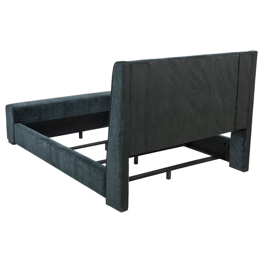 Preston Upholstered Queen Audio Flame Visualizer Bed Dark Blue - 305821Q
