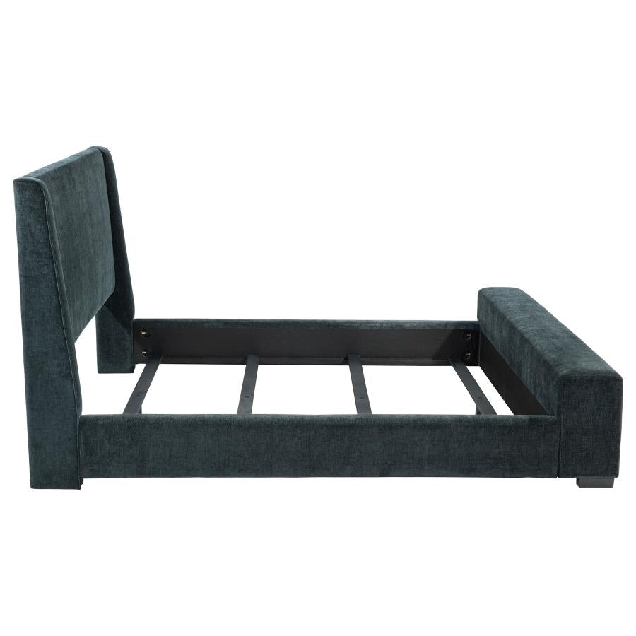Preston Upholstered Queen Audio Flame Visualizer Bed Dark Blue - 305821Q