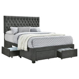 Soledad Upholstered Eastern King Storage Panel Bed Grey - 305877KE