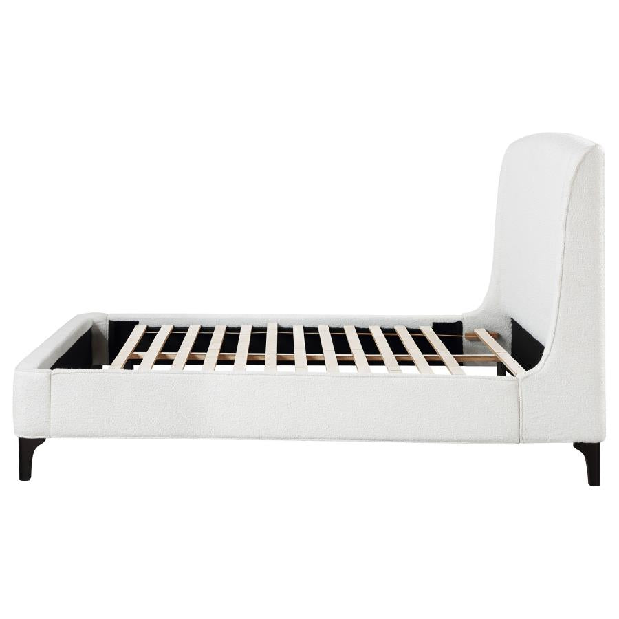 Mosby Upholstered Eastern King Wingback Bed Snow - 306020KE