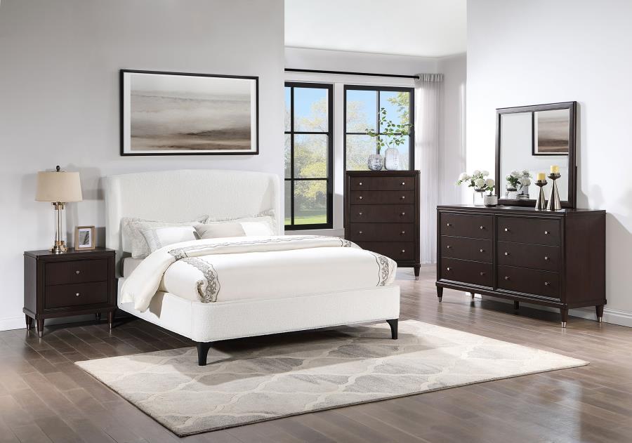 Mosby Upholstered Eastern King Wingback Bed Snow - 306020KE