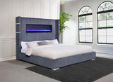 Tisdall Upholstered Eastern King Flame Visualizer Bed Grey - 306030KE