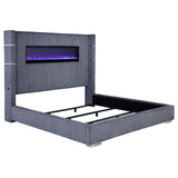 Tisdall Upholstered Eastern King Flame Visualizer Bed Grey - 306030KE