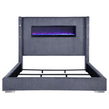 Tisdall Upholstered Eastern King Flame Visualizer Bed Grey - 306030KE