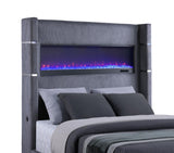 Tisdall Upholstered Eastern King Flame Visualizer Bed Grey - 306030KE