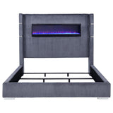 Tisdall Upholstered Cal King Flame Visualizer Bed Grey - 306030KW