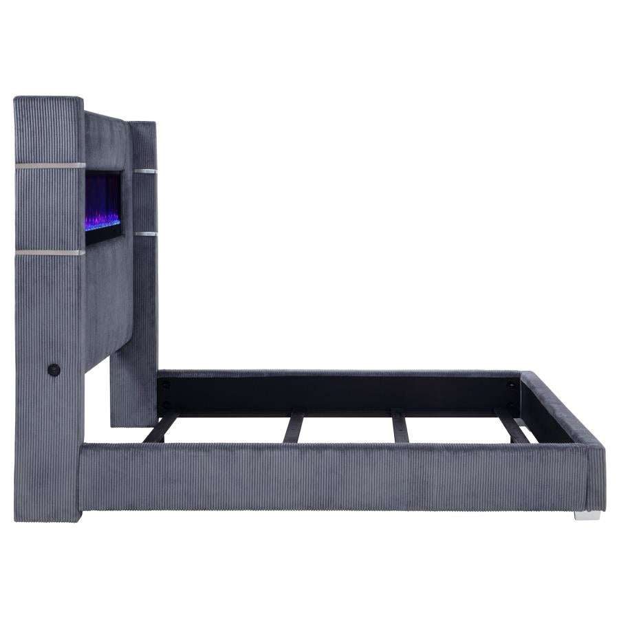 Tisdall Upholstered Cal King Flame Visualizer Bed Grey - 306030KW