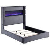 Tisdall Upholstered Queen Flame Visualizer Bed Grey - 306030Q