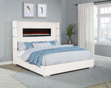 Tisdall Upholstered Eastern King Flame Visualizer Bed Cream - 306032KE