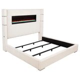 Tisdall Upholstered Eastern King Flame Visualizer Bed Cream - 306032KE