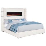 Tisdall Upholstered Eastern King Flame Visualizer Bed Cream - 306032KE