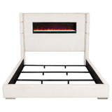 Tisdall Upholstered Eastern King Flame Visualizer Bed Cream - 306032KE