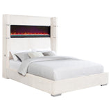 Tisdall Upholstered Queen Flame Visualizer Bed Cream - 306032Q