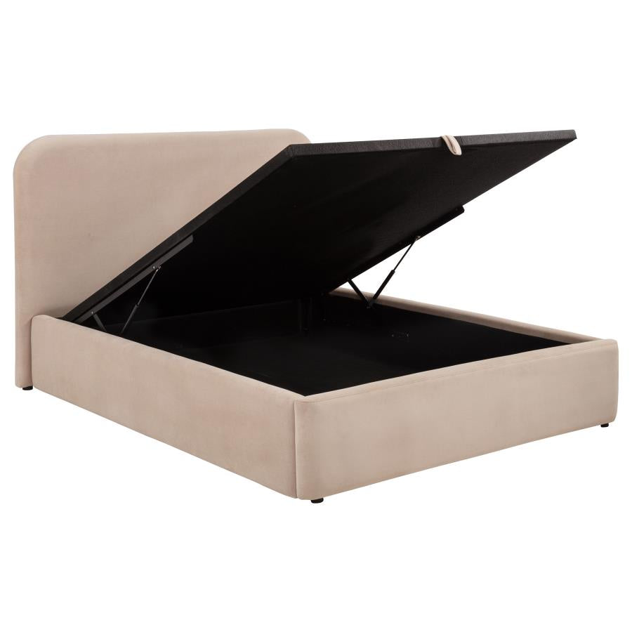 Anders Upholstered Full Storage Lift Platform Bed Beige - 306037BEIF