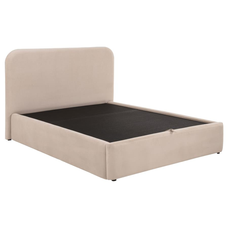 Anders Upholstered Eastern King Storage Lift Platform Bed Beige - 306037BEIKE