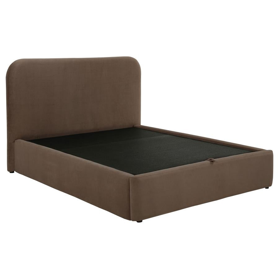 Anders Upholstered Eastern King Storage Lift Platform Bed Chocolate - 306037CHKE