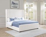 Natasha 65-inch Upholstered Eastern King Wingback Bed Cream - 306051KE