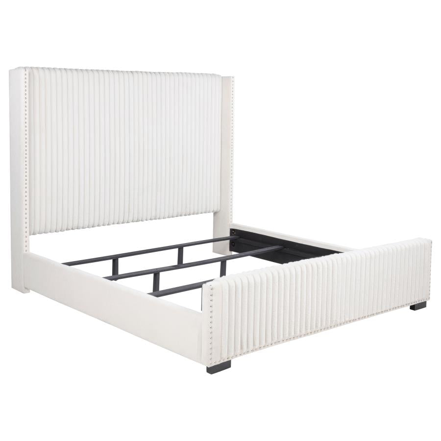 Natasha 65-inch Upholstered California King Bed Cream - 306051KW