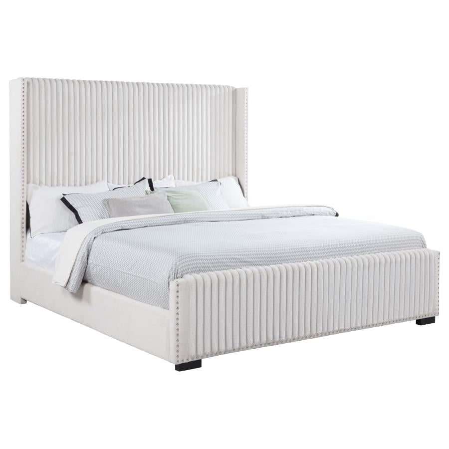 Natasha 65-inch Upholstered California King Bed Cream - 306051KW