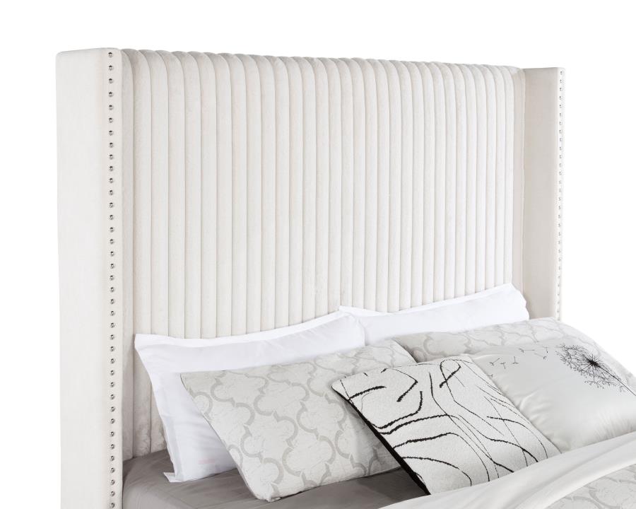 Natasha 65-inch Upholstered California King Bed Cream - 306051KW