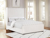 Natasha 65-inch Upholstered Queen Wingback Bed Cream - 306051Q