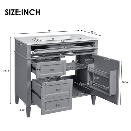 Bathroom Vanity With Top Sink, 2 Drawers And Tip Out Drawer